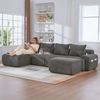 Modulsofa aus Cord 333x174x80 cm mit Cupholder & Seitentasche, dunkelgrau Bild 3