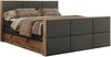 Doppelbett, Boxspringbett mit zwei Multipocket-Matratzen und ein Topper, Bettkästen, Eiche Wotan Holzrahmen, genähtes Kopfteil und Front - ALBERO 2 KING DUO - 180 x 200 cm - Dunkelgrau Kunstleder - H3 Bild 4
