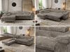 MKS Möbel 'Pablo L-Form' Ecksofa mit Schlaffunktion, verstellbare Kopfstützen, Grau, Cordstoff, T25 Topper, Links Bild 2
