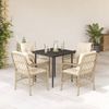vidaXL 5-tlg. Garten-Essgruppe mit Kissen Beige Poly Rattan 3212139 Bild 1