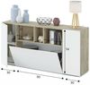 Dmora Crisantemo Sideboard, Wohnzimmer-Sideboard, Wohnzimmer-Buffet mit Fächern, TV-Ständer, moderner Kleiderschrank mit 3 Türen, 150 x 41 x 76 cm, Weiß und Eiche Bild 3