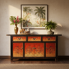 Vintage Sideboard Orange Schwarz Kommode chinesisch Kolonial-Stil Antik-Stil Schrank Lowboard asiatisch orientalisch Fernost shabby-chic Landhaus Bild 2