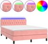 vidaXL Boxspringbett mit Matratze & LED Rosa 140x200 cm Samt 3134590 Bild 2