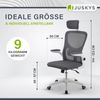 Juskys Bürostuhl Baltimore mit Rollen & Armlehne - Schreibtischstuhl ergonomisch & höhenverstellbar - Stuhl für Arbeitszimmer - Drehstuhl - Grau Bild 3