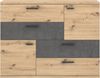 Sideboard >Skive< 4 Schubladen, 2 Türen, in Betonoptik / Artisan Eiche Dekor - 124,9x95,9x41,3cm B/H/T Bild 2