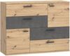Sideboard >Skive< 4 Schubladen, 2 Türen, in Betonoptik / Artisan Eiche Dekor - 124,9x95,9x41,3cm B/H/T Bild 3