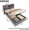 Polsterbett 90×200 cm mit Bettkasten, LED, USB und Ablage, Grau Bild 5