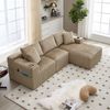 Modulares Sofa aus Cord mit Chaiselongue, Cupholder & 5 Kissen, 257x90/160x62 cm, Khaki Bild 2