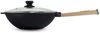 Wok Bratpfanne Ø24 cm 2,2 L aus Gusseisen mit Holzgriff Glasdeckel Asia Wokpfanne Induktion Bild 2