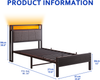 Flieks Einzelbett 90 x 200cm, Metallbett mit LED-Lichtern, USB-Ladestation & gepolsterter Kopfteil, Schwarz Bild 4