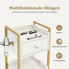 M MCombo Servierwagen mit Rollen & 3 Schubladen, Friseurwagen Rollwagen, Salon Trolley mit 2 Ablagen & Föhnhalter, Moderner Arbeitswagen für Bad Wohnzimmer, 30x40x95cm, 0022 (Weiß-Gold) Bild 4