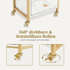 M MCombo Servierwagen mit Rollen & 3 Schubladen, Friseurwagen Rollwagen, Salon Trolley mit 2 Ablagen & Föhnhalter, Moderner Arbeitswagen für Bad Wohnzimmer, 30x40x95cm, 0022 (Weiß-Gold) Bild 5