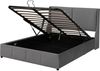 Polsterbett 140×190 cm mit hydraulischem Bettkasten, binaurales Kopfteil, Grau Bild 4