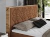 Boxspringbett mit Kopfteil und Topper, Polsterbett - NESSI - 160 x 200 cm - Orange Stoff - H3 - Topper Visco Bild 3