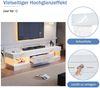 BlingBin TV-Schrank LED-Lowboard mit Offenen Stauraum, Fernsehtisch-152x35x40 cm (1er Set, 1-St, Produktbelastbarkeit: 30 kg, Für Fernseher bis 75 Zoll) Fernsehschrank mit Acrylglasplatte für Wohnzimmer, Weiß Bild 4