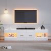 BlingBin TV-Schrank LED-Lowboard mit Offenen Stauraum, Fernsehtisch-152x35x40 cm (1er Set, 1-St, Produktbelastbarkeit: 30 kg, Für Fernseher bis 75 Zoll) Fernsehschrank mit Acrylglasplatte für Wohnzimmer, Weiß Bild 3