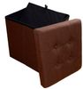 style home Sitzhocker faltbare Sitzbank mit Stauraum, 38*38*38cm (Aufbewahrungsbox mit Deckel, gepolstert Sitzwürfel Fußhocker, Sitztruhe aus Leinen), für Wohnzimmer Schlafzimmer, Dunkelbrau Bild 3