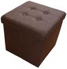 style home Sitzhocker faltbare Sitzbank mit Stauraum, 38*38*38cm (Aufbewahrungsbox mit Deckel, gepolstert Sitzwürfel Fußhocker, Sitztruhe aus Leinen), für Wohnzimmer Schlafzimmer, Dunkelbrau Bild 4
