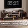 Yorbay Lowboard TV Schrank stehend, für Fernsehen bis zu 65 Zoll, 147cm Breit, Vintage TV Möbel mit 2 Türen, Holz Beine&Goldene Griffer,Vintage Braun Bild 4