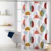 Sanixa Duschvorhang weiß grau braun Textil 180x200 cm Retro Kreise bunt weiß waschbar Breite 180 cm, bunt waschbar wasserabweisend Vorhang Dusche Bild 2