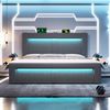 Polsterbett 160×200 cm mit hydraulischem Bettkasten, LED, USB/Type-C, Samt Grau, ohne Matratze Bild 3