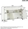 Sideboard 140 x 30 x 94 cm aus MDF in Weiß, Hochglanzfront mit LED-Lichtleiste & 3 Schubladen Bild 5
