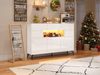 Sideboard 140 x 30 x 94 cm aus MDF in Weiß, Hochglanzfront mit LED-Lichtleiste & 3 Schubladen Bild 2