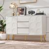 Merax Kommode Sideboard mit 3 Schubladen und 2 Türen, Kommodenschrank, Schminktisch, für Schlafzimmer und Wohnzimmer, mit verstellbaren Regalen und Kippschutz, 120 x 40 x 78 cm, Weiß Bild 2