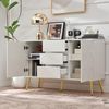 Merax Kommode Sideboard mit 3 Schubladen und 2 Türen, Kommodenschrank, Schminktisch, für Schlafzimmer und Wohnzimmer, mit verstellbaren Regalen und Kippschutz, 120 x 40 x 78 cm, Weiß Bild 5