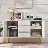 Merax Kommode Sideboard mit 3 Schubladen und 2 Türen, Kommodenschrank, Schminktisch, für Schlafzimmer und Wohnzimmer, mit verstellbaren Regalen und Kippschutz, 120 x 40 x 78 cm, Weiß Bild 3