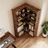 GarveeMore Bücherregal fünfstöckiges Eckregal mit Rückwand, Standregal im Retro-Stil für Bücher und Deko, Braun Bild 3