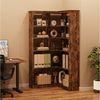 GarveeMore Bücherregal fünfstöckiges Eckregal mit Rückwand, Standregal im Retro-Stil für Bücher und Deko, Braun Bild 2