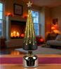 formano LED Weihnachtsbaum drehend Baum 38cm schwarz-gold aus Farbglas mit Timer & Sternlicht – moderne LED Deko mit 360° Bewegung – batteriebetrieben für Weihnachten & festliche Ambientbeleuchtung Bild 3