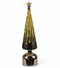 formano LED Weihnachtsbaum drehend Baum 38cm schwarz-gold aus Farbglas mit Timer & Sternlicht – moderne LED Deko mit 360° Bewegung – batteriebetrieben für Weihnachten & festliche Ambientbeleuchtung Bild 5