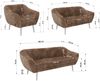 Wohnzimmerset PIRS 1-2-3, Skandinavisches Komplettset, Wellenfederung, weiße Füße, Sitzgruppe, Möbelset - Braun Cord Bild 5
