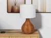 LED Tischleuchte mit Rattangeflecht und Stoffschirm Weiß, Höhe 40cm Bild 5