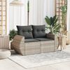 vidaXL Gartensofa mit Kissen 2-Sitzer Hellgrau Poly Rattan 366197 Bild 3