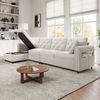 Merax 281cm Big-Sofa, Ecksofa mit Stauraum im Eckbereich, L-förmiger Stauraum im Eckbereich links und rechts verstellbar, Seitliche Armlehnen mit Magazintaschen, Samt Beige Bild 2