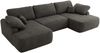 U-förmige Ecke, Ecksofa mit schlaffunktion und bettkasten, lose kissen, Wellenfeder, Big sofa XXL - CUBO U - Dunkelgrau Velours Bild 5