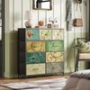 LuxeLiving Kommode Sideboard Schubkastenkommode, 9 Schubladen, Retro-Stil, Blumenstoff, Breite 100cm Bild 5