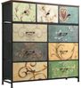 LuxeLiving Kommode Sideboard Schubkastenkommode, 9 Schubladen, Retro-Stil, Blumenstoff, Breite 100cm Bild 4