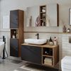 Roomart LOTUS-I-95 Badmöbel Set– 4-teiliges Badezimmermöbel Set - Waschbeckenunterschrank mit Keramikwaschbecken, Spiegelschrank & Hochschrank - H 45 x B 45 x T 95 cm • Anthrazit-Eiche Bild 4