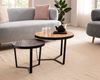 Couchtisch 2er Set Akazie Massivholz Rund Metallgestell Modern Braun Anthrazit Bild 3