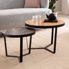 Couchtisch 2er Set Akazie Massivholz Rund Metallgestell Modern Braun Anthrazit Bild 2