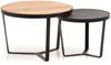 Couchtisch 2er Set Akazie Massivholz Rund Metallgestell Modern Braun Anthrazit Bild 1