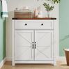 Konsolenschrank 76x30x83 cm mit Schublade und verstellbarem Einlegeboden – Landhausstil in Weiß mit Walnussplatte Bild 3