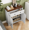Konsolenschrank 76x30x83 cm mit Schublade und verstellbarem Einlegeboden – Landhausstil in Weiß mit Walnussplatte Bild 5