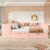 Merax Kinderbett Massivholzbett Doppelbett 140x200cm mit Schreibtisch und 2 Schubladen, Rosa Bild 2