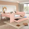 Merax Kinderbett Massivholzbett Doppelbett 140x200cm mit Schreibtisch und 2 Schubladen, Rosa Bild 5