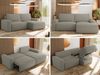 L-förmiges Ecksofa mit Armlehnen, Schlaffunktion und losen Kissen - BELLUNO - rechts - Hellgrau Boucle Bild 2